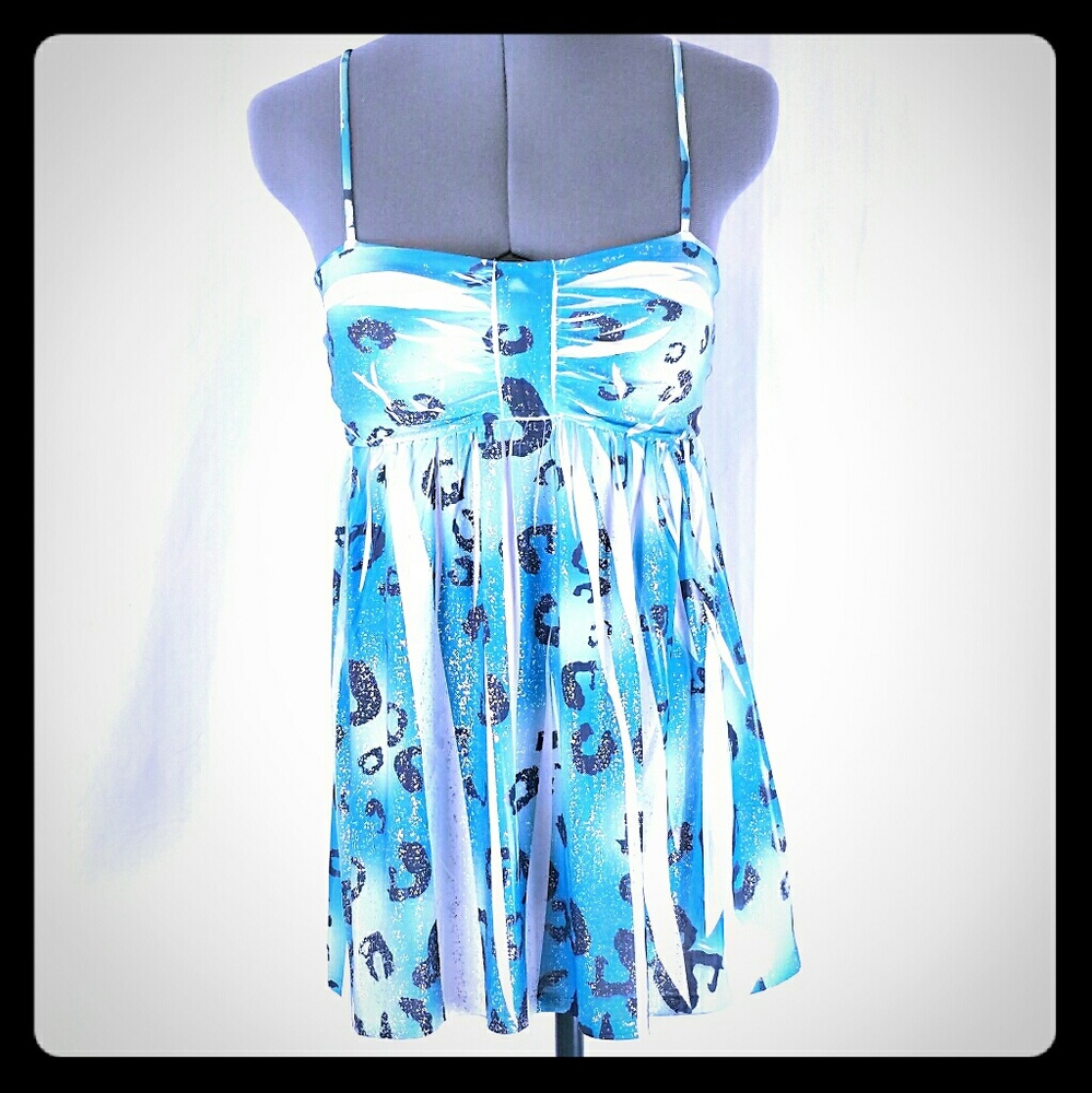 NWT DEB'S Rose Geranium Blue & Foil Babydoll